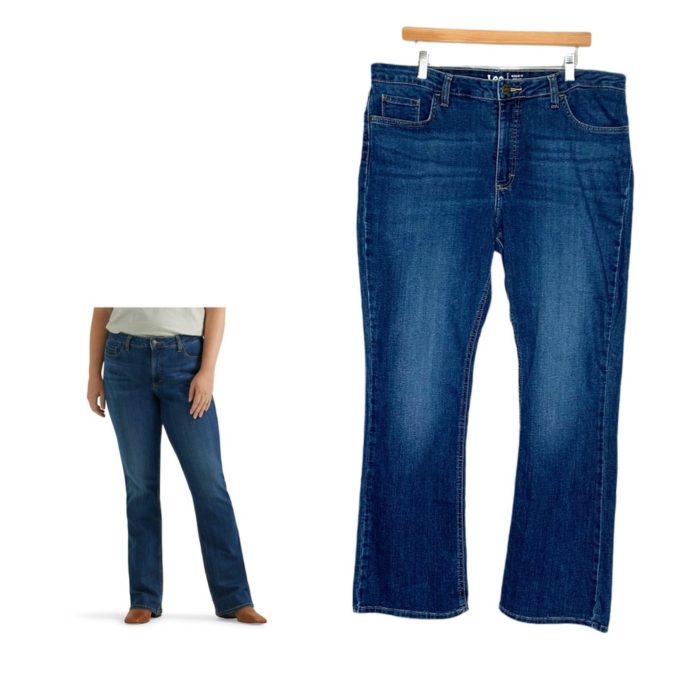 Lee Women's Midrise Bootcut Jean Size 18 Factory Fading Wiskering Medium Wash